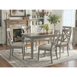 Sunvega Contemporary Gray Finish Rectangular Dining Table Seating Six