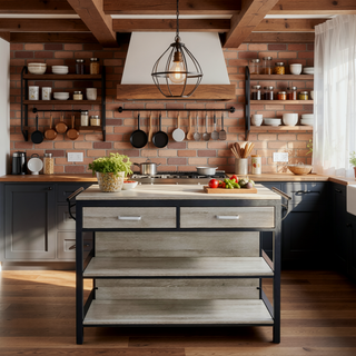 Sunvega Weathered Driftwood Finish Counter Dining Set with Two Drawers
