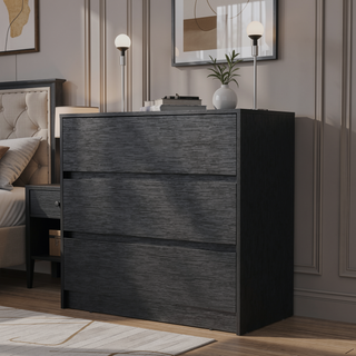 Sunvega Modern 3 Drawer Dresser with Wood Top for Bedroom Storage