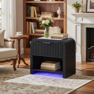 Sunvega Beverly Black and White Nightstand with Cooler Inserted and Speaker