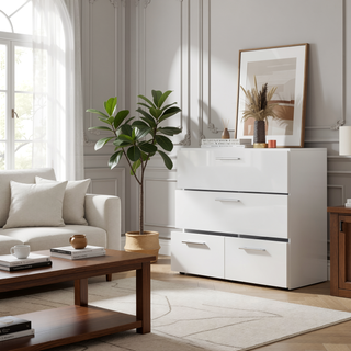 Sunvega Alpine Four Drawer Dresser with Flat Front Design for Bedroom Storage