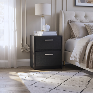 Sunvega 2 Drawer Nightstand with Metal Handles for Bedroom and Living Room