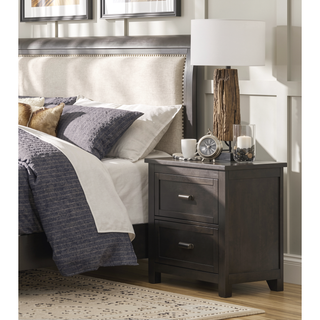 Sunvega Transitional Style Dark Cherry Finish Wood Nightstand with 2 Dovetail Drawers