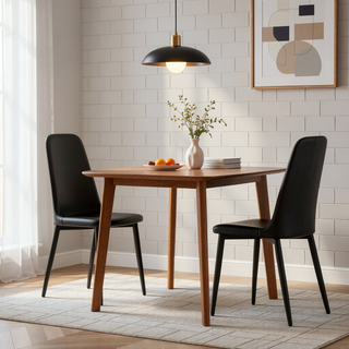 Sunvega Modern PU Leather Dining Chairs with Thick Soft Cushions and Black Metal Legs