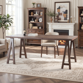 Sunvega 71" Rectangular Farmhouse Wood Dining Table Made from Rubberwood and Natural Oak