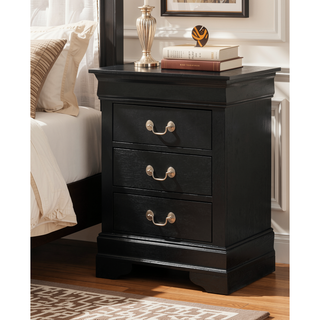 Sunvega Timeless Black Nightstand With Three Spacious Drawers For Organized Storage