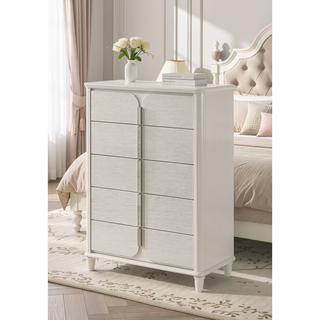 Sunvega Sleek Modern Nightstand with Two Spacious Drawers in Pearl White Finish