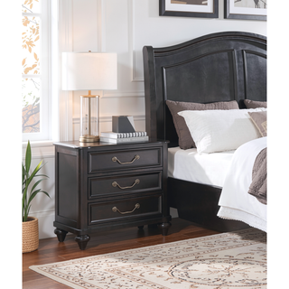 Sunvega Charcoal Brown Finish Traditional Bedroom Nightstand with 3 Dovetail Drawers