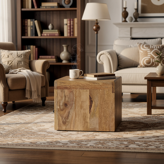Sunvega Chunky Oak-ish Floating Bedside Table with Drawer and Open Shelf