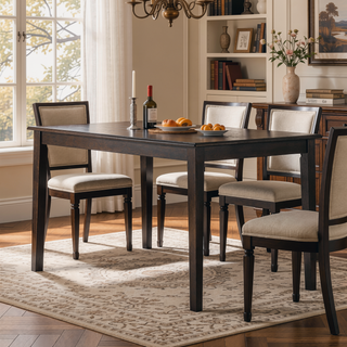 Sunvega Espresso Finish Transitional Rectangular Wooden Dining Table