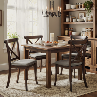 Sunvega Modern Polyester Upholstered Cross Back Dining Chairs Set of 2