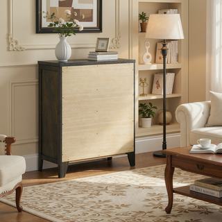 Sunvega Dark Cocoa Four Drawer Chest with Brushed Nickel Hardware for Bedroom