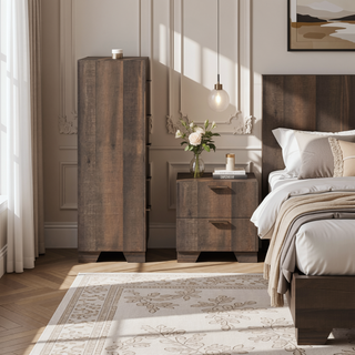 Sunvega Brown Penny 5-Drawer Chest with Casual Style and Easy Care