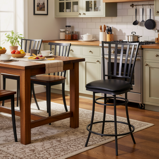 Sunvega Commercial Grade Swivel Counter Stool with Upholstered Seat and Footrest