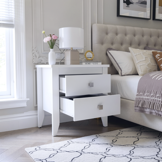 Sunvega Modern Nightstand with Two Drawers and Four Legs in Black Wengue Finish