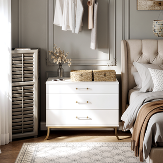 Sunvega Modern Glam Dresser with Clear Acrylic Rod Handles and Gold Accents