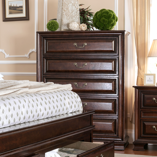 Sunvega Transitional Style Wooden Inlay Design Chest with English Dovetail Drawers