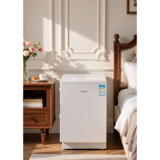 Sunvega White High Gloss Finish Nightstand with Three Felt-Lined Drawers and Metal Handles