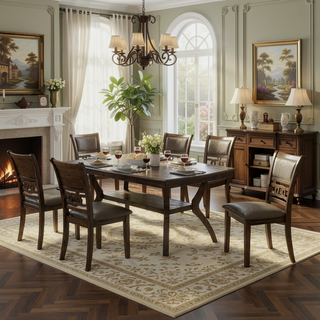Sunvega Modern Natural Tone Dining Table with Open Lower Shelf for Kitchen