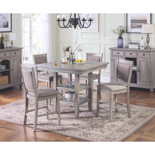 Sunvega Counter Height Dining Set with Shelve Base Table and Ladder Back Chairs