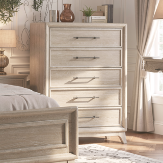 Sunvega Transitional Oak Chest with Angled Legs and Ball Bearing Glides