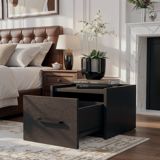 Sunvega Wall-Mounted Nightstand with Sleek Single Drawer and Spacious Top Shelf