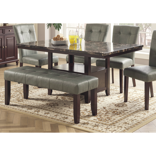 Sunvega Contemporary Brown Faux Marble Rectangular Dining Table with Storage Shelves