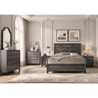 Sunvega Contemporary Gray Chest with Wooden Legs and Nickel Bar Pulls