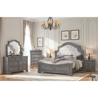 Sunvega Traditional Style 5-Drawer Chest with Rustic Gray Finish for Bedroom