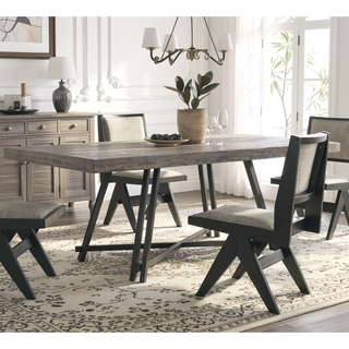 Sunvega Black Contemporary Metal Trestle Base Dining Table Rectangle 1pc