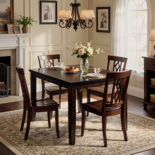 Sunvega Cherry Finish Wood Frame Bench with Dark Brown Faux Leather Upholstered Seat