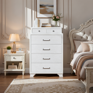 Sunvega White Finish Chest with French Dovetail and Black Felt Lined Top Drawers