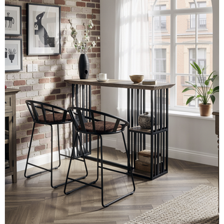 Sunvega Oak and Sandy Black 2-Shelf Counter Height Table with Slatted Metal Base
