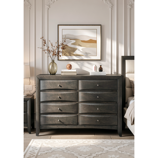Sunvega Ireland Gray Oak Finish 8-Drawer Dresser with Smooth Glide Drawers