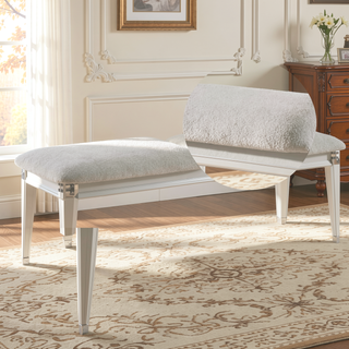 Sunvega Sleek Modern Nightstand with Two Spacious Drawers in Pearl White Finish