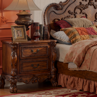Sunvega Traditional Luxury Nightstand with 2 Drawers in Cherry Oak Finish