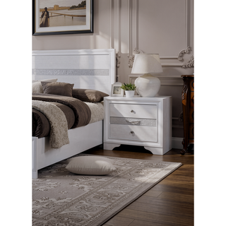 Sunvega Modern Black Nightstand with Hidden Jewelry Drawer and Nickel Knob