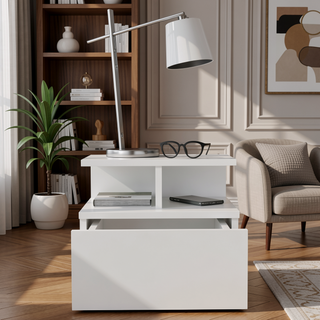 Sunvega Blue Floating Nightstand With Drawer And Shelves For Storage And Decor