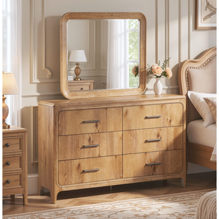 Sunvega Natural Wood Finish Contemporary Nightstand with Three Drawers and Metal Hand Pull