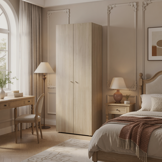 Sunvega Modern Armoire with 2 Doors and 4 Internal Shelves for Bedroom Storage