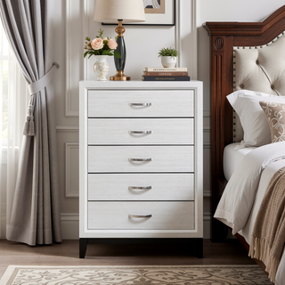 Sunvega Modern Contemporary White Finish Wooden Nightstand with 2 Dovetail Drawers