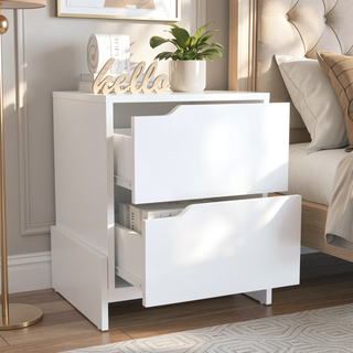 Sunvega Luss Nightstand with Two Spacious Drawers and Sleek Modern Design