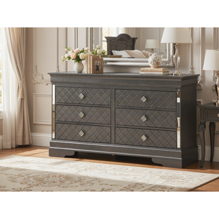 Sunvega Sophisticated Silver Champagne Transitional Nightstand with Two Drawers for Storage