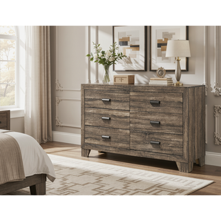 Sunvega Brown Cherry Finish Contemporary Fabric Panel Bed in One Box