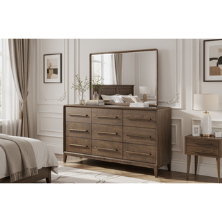 Sunvega 9-Drawer Elm Veneer Dresser with Felt and Cedar Lined Drawers