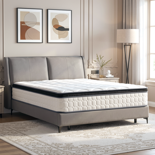 Sunvega 12 Inch Queen Size Gel Memory Foam Pocketed Coil Mattress for Spinal Support and Motion Isolation