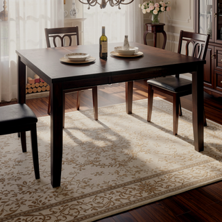 Sunvega Cherry Finish Wood Frame Bench with Dark Brown Faux Leather Upholstered Seat
