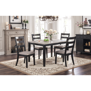 Sunvega Modern Natural Finish Wooden Top Dining Table and 4 Cushioned Chairs Set