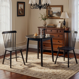 Sunvega Mid-Century Modern Walnut Round Dining Table with White Pedestal Base for 4