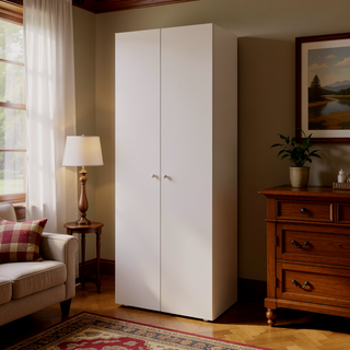Sunvega 66.9 Inch Tall Oak Wardrobe Cabinet with 4 Shelves and Hanging Rod